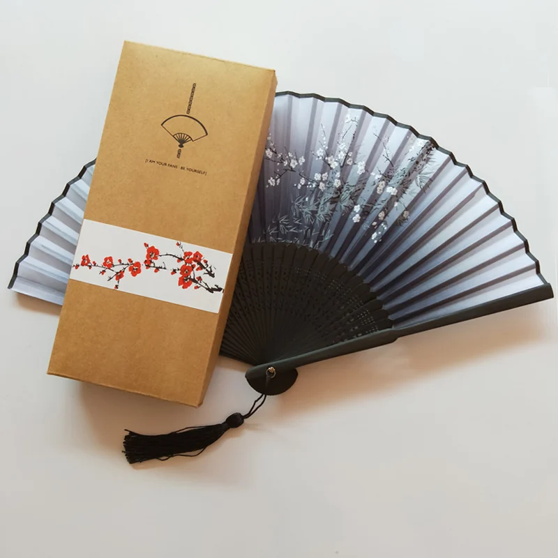 Blossom gradient fan displayed with a narrow kraft colored presentation box