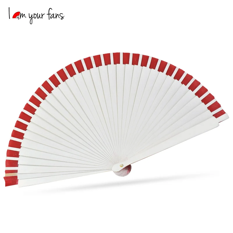 Light folding fan with red accents along the upper edge