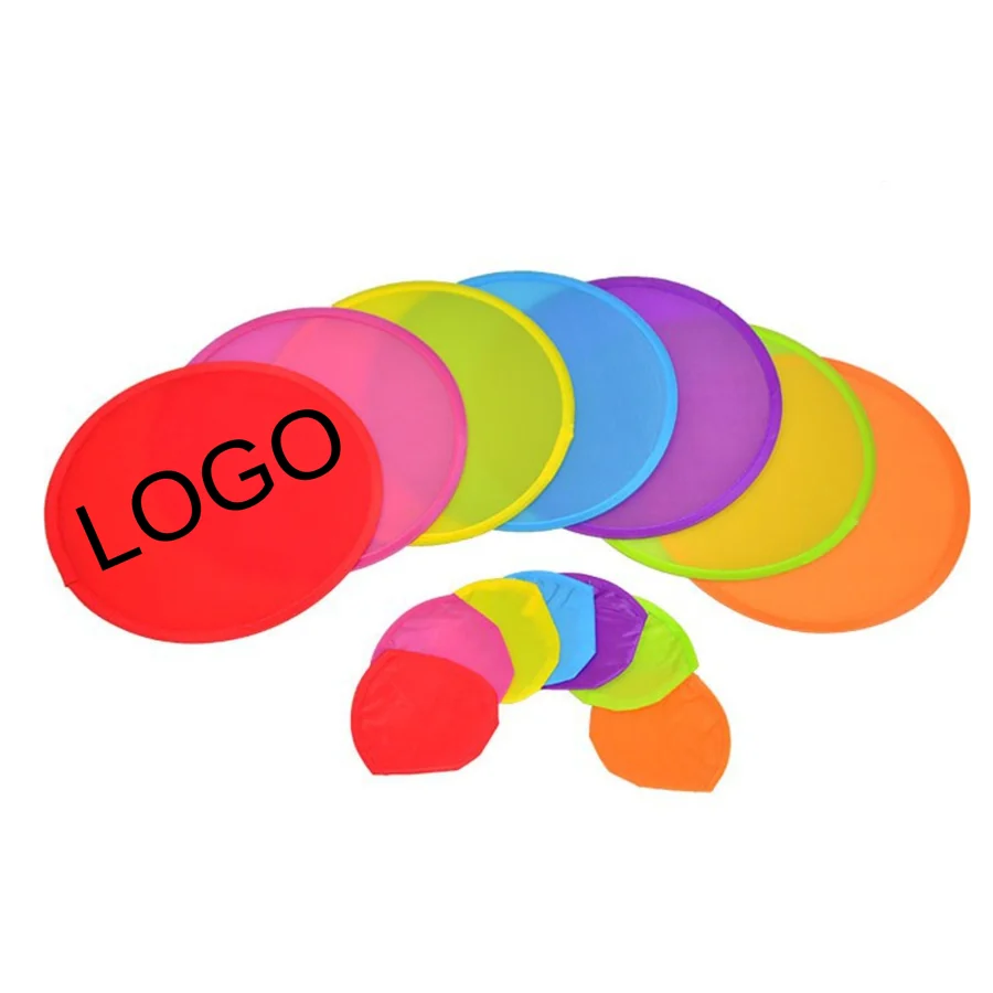 Overlapping colorful round fans with a central logo example